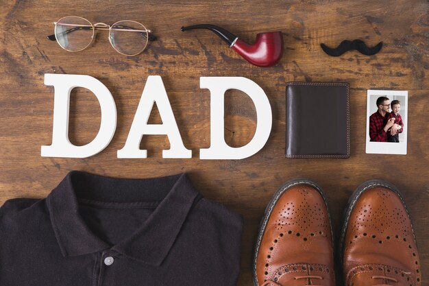Fathers day composition with clothes