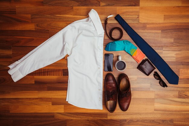 Fathers day composition with clothes