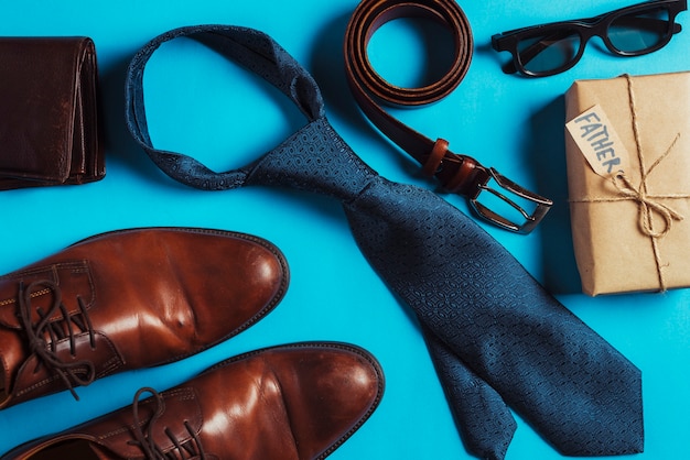 Fathers day composition with fashion accessories