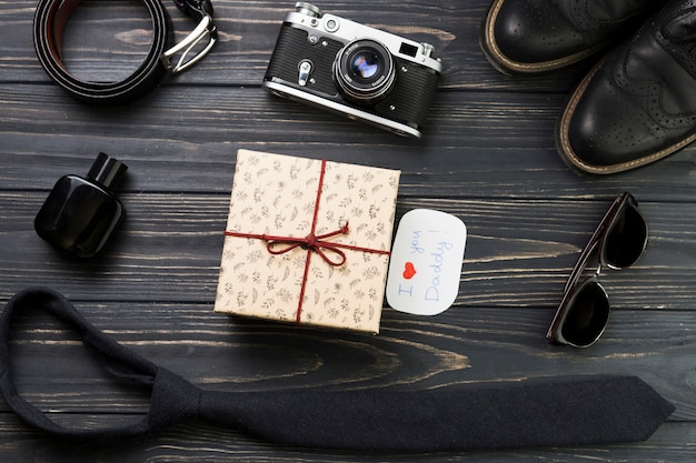 Fathers Day Composition with Present Box