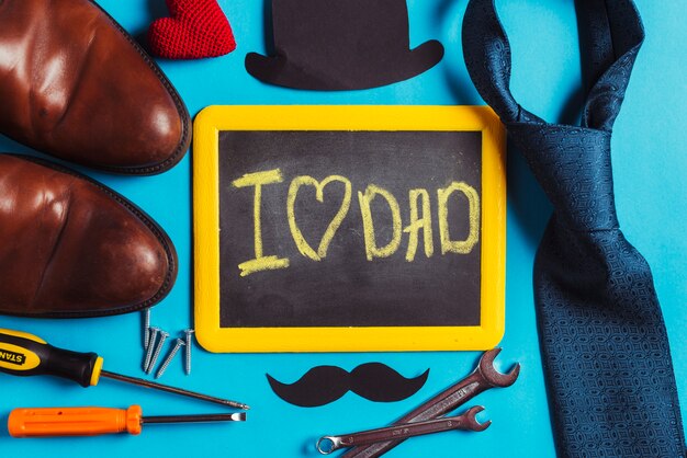 Fathers day composition with slate