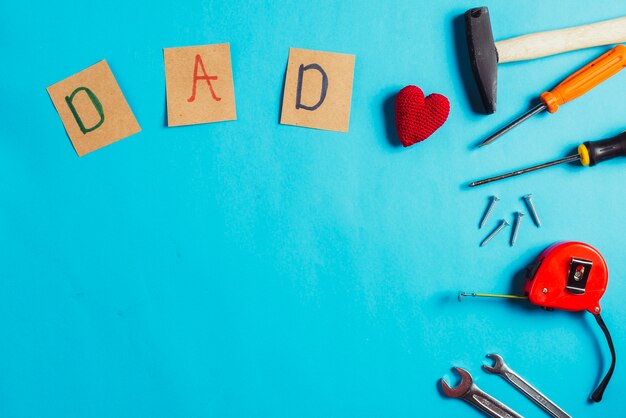 Fathers day composition with tools and copyspace