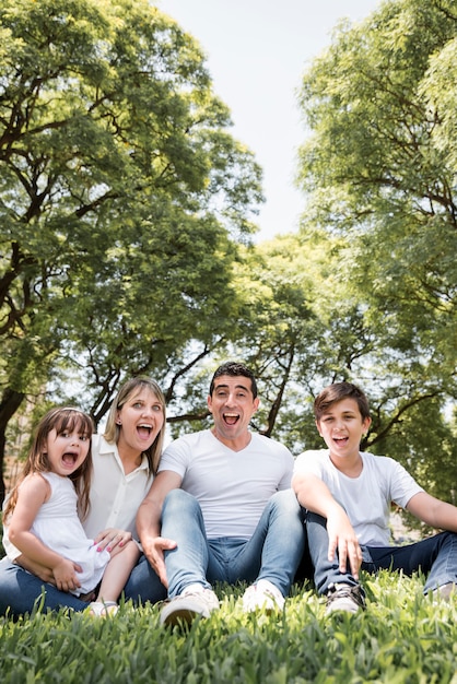 Concetto di giorno di padri con la famiglia all'aperto