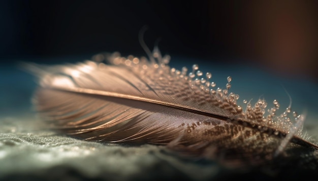 Free photo a feather with tiny beads on it