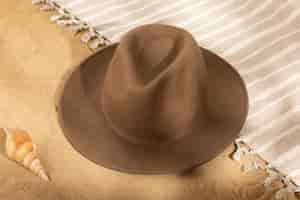 Free photo fedora hat in studio still life