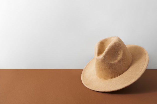 Free photo fedora hat in studio with copy space