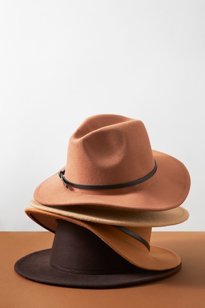 Fedora hats arrangement in studio