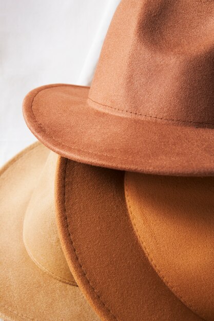 Fedora hats arrangement in studio