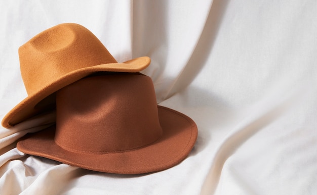 Fedora hats arrangement in studio