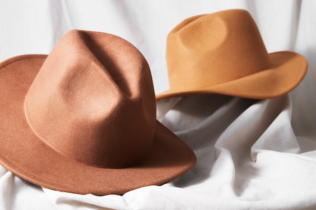 Fedora hats arrangement in studio