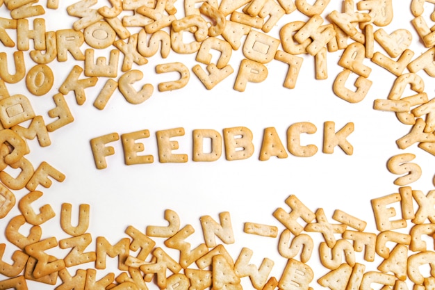 Feedback word written with cookies