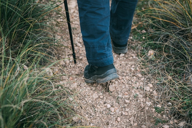 Feet of hiker