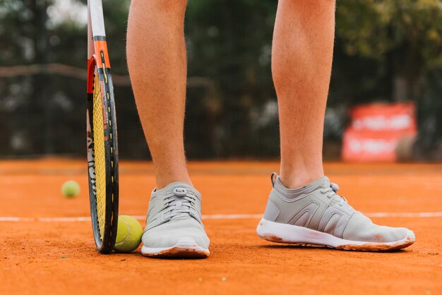 Feet of a tennis player 