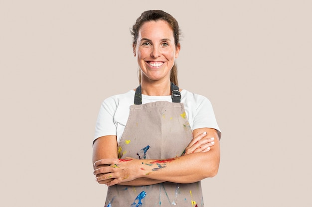 Female artist in an apron