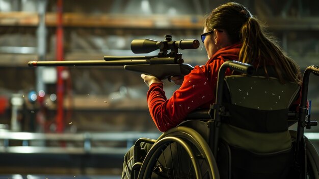 Foto gratuita atleta femminile che gareggia ai giochi paralimpici