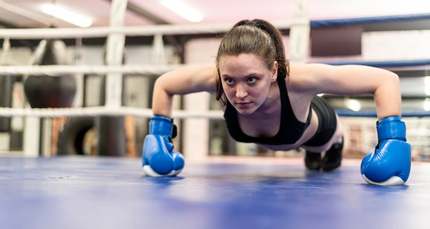 Free photo female boxer working out