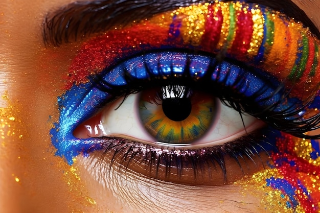 Free photo female colorful makeup eye photography