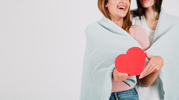 Female couple in plaid with heart