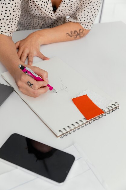 Female designer working in her workshop