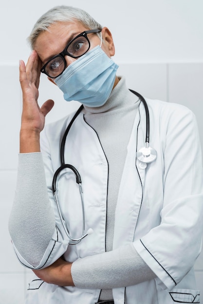 Free photo female doctor having a headache