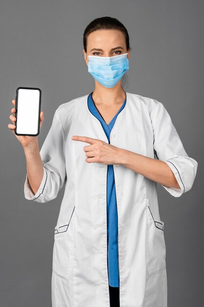 Female doctor at hospital wearing mask