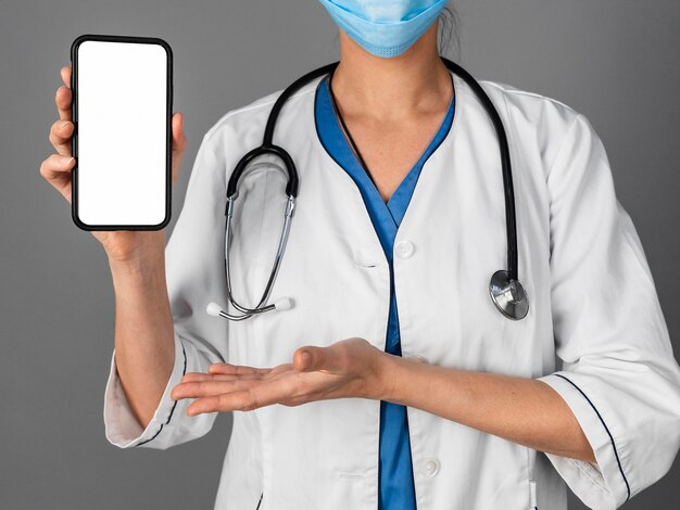 Female doctor at hospital wearing mask