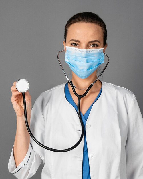 Female doctor at hospital wearing mask