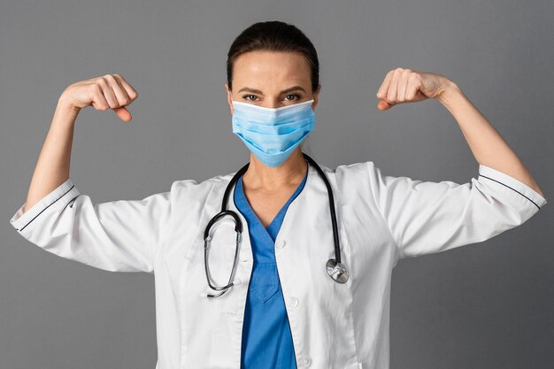 Female doctor at hospital wearing mask