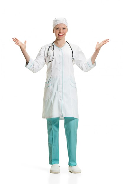 Female doctor isolated. Health concept