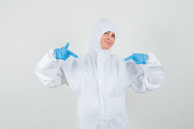 Female doctor in protective suit