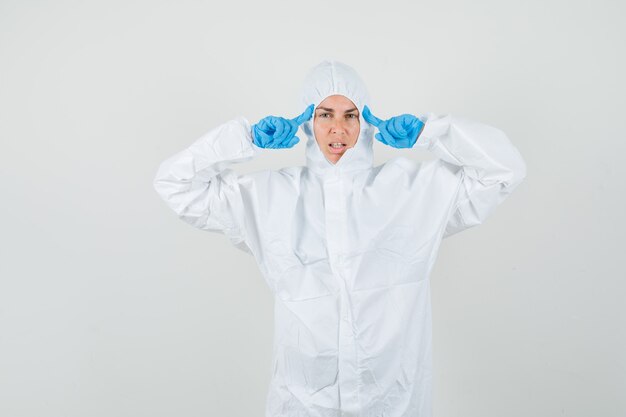 Female doctor in protective suit