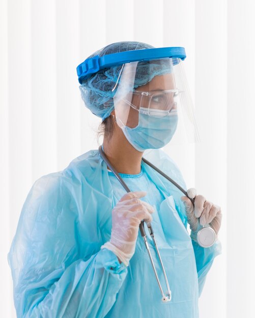 Female doctor wearing pandemic equipment