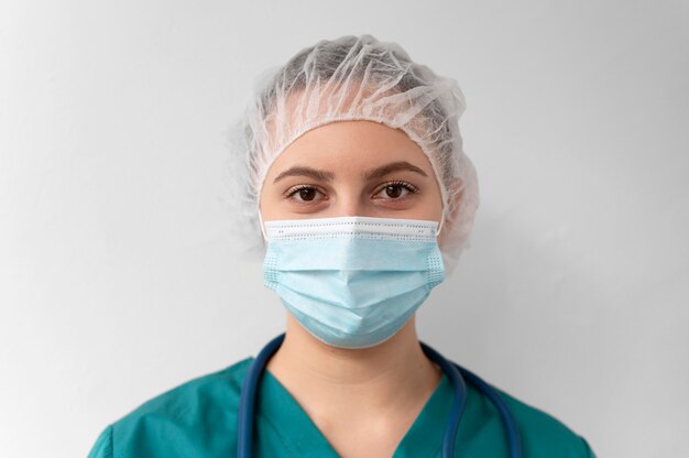 Female doctor wearing a protective equipment