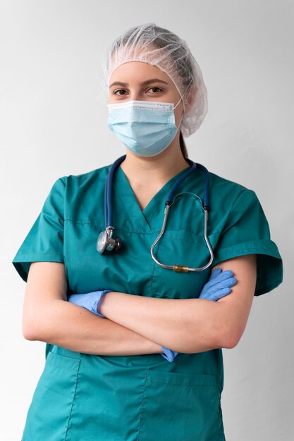 Female doctor wearing a protective equipment