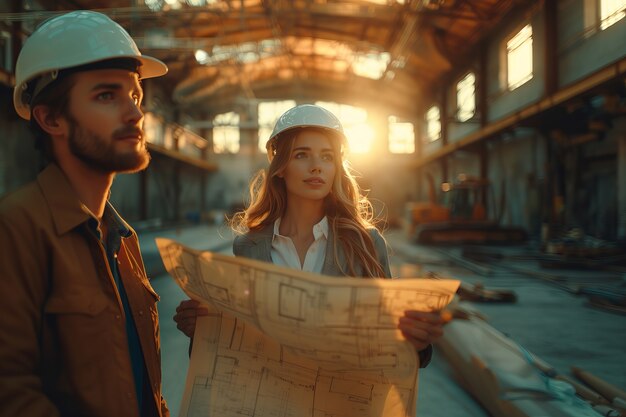 Female engineers  working