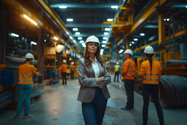 Female engineers  working