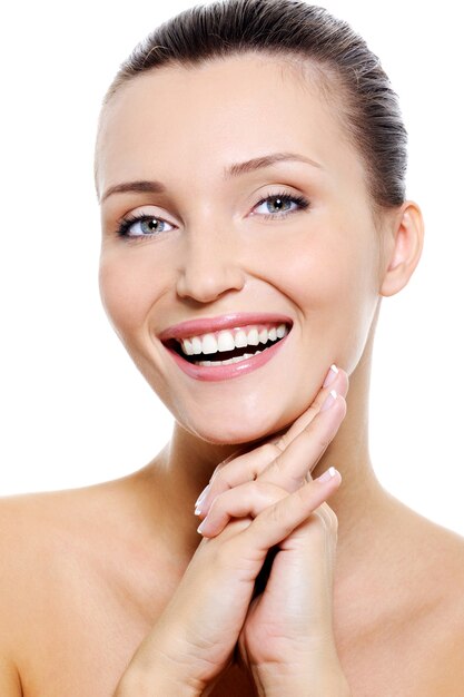 female face with the healthy withe smile