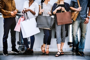 Female friends out shopping together