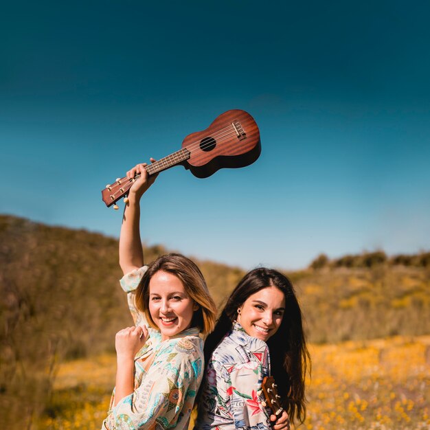 Female friends with ukulele