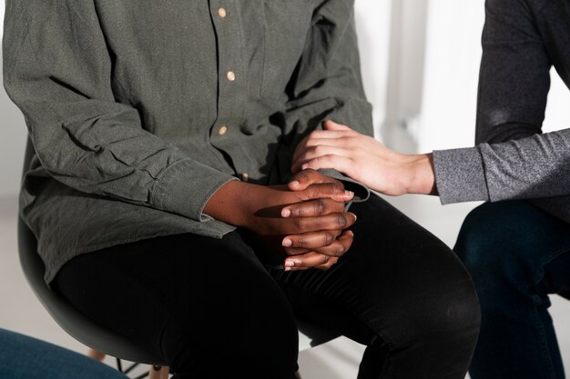 Female hands consoling a friend