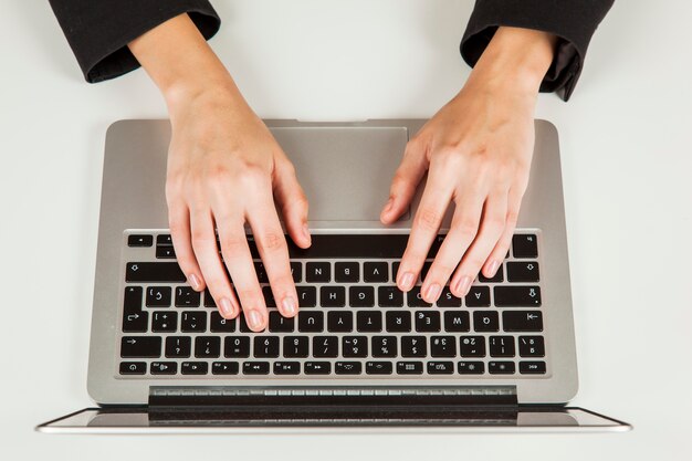 Female hands typing