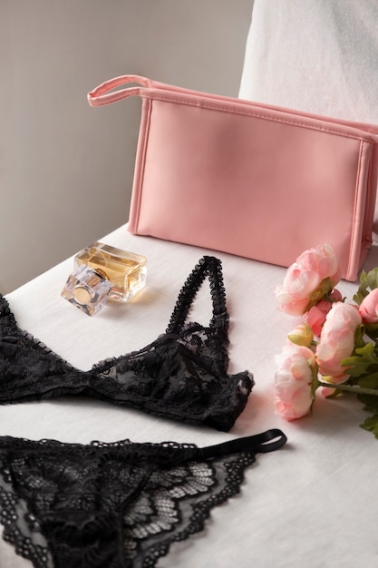 Female lingerie arrangement still life