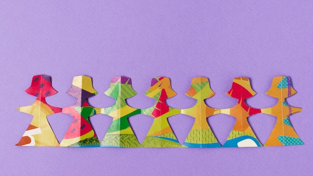 Free Photo female made from colourful paper top view