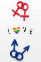 Foto gratuita simboli di orientamento sessuale femminile e maschile