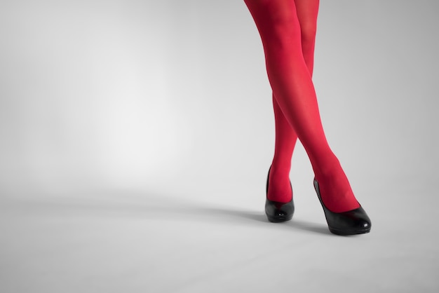 Female model legs in pantyhose stockings