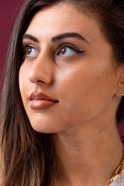 Female model looking up