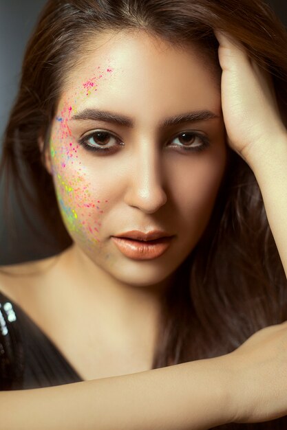 Female model in pure makeup and smokey eyes