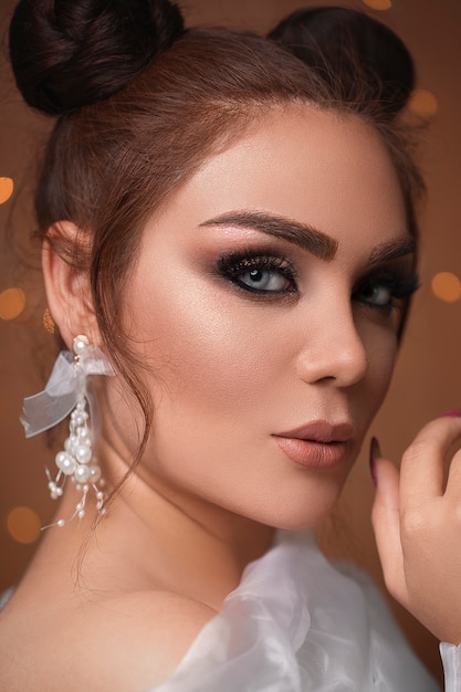 Female model in smokey eyes makeup