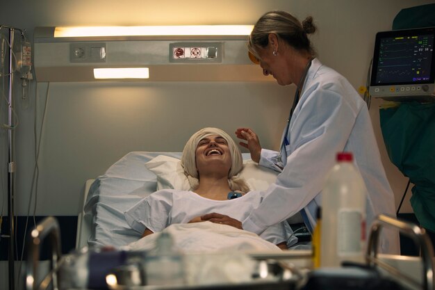 Female patient and doctor talking a nice subject