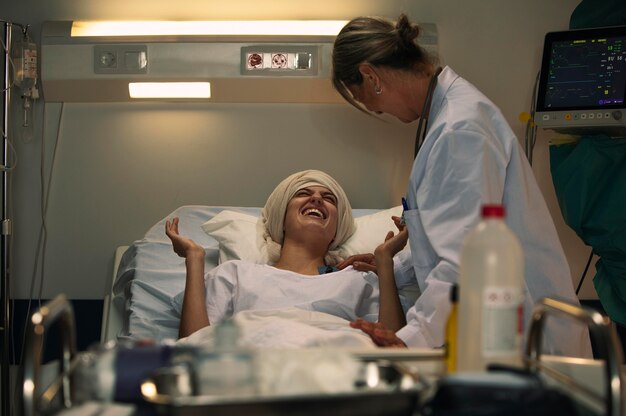 Female patient and doctor talking a nice subject